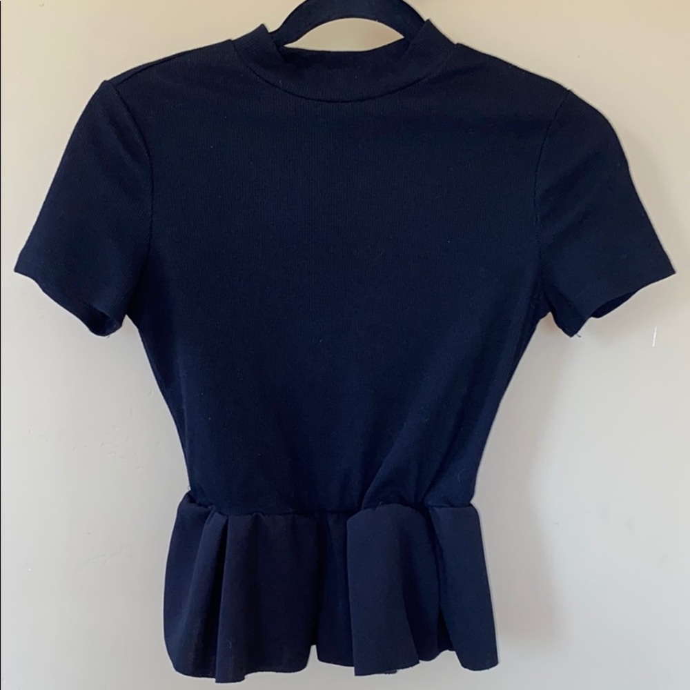 Black T-shirt Ruffle Top